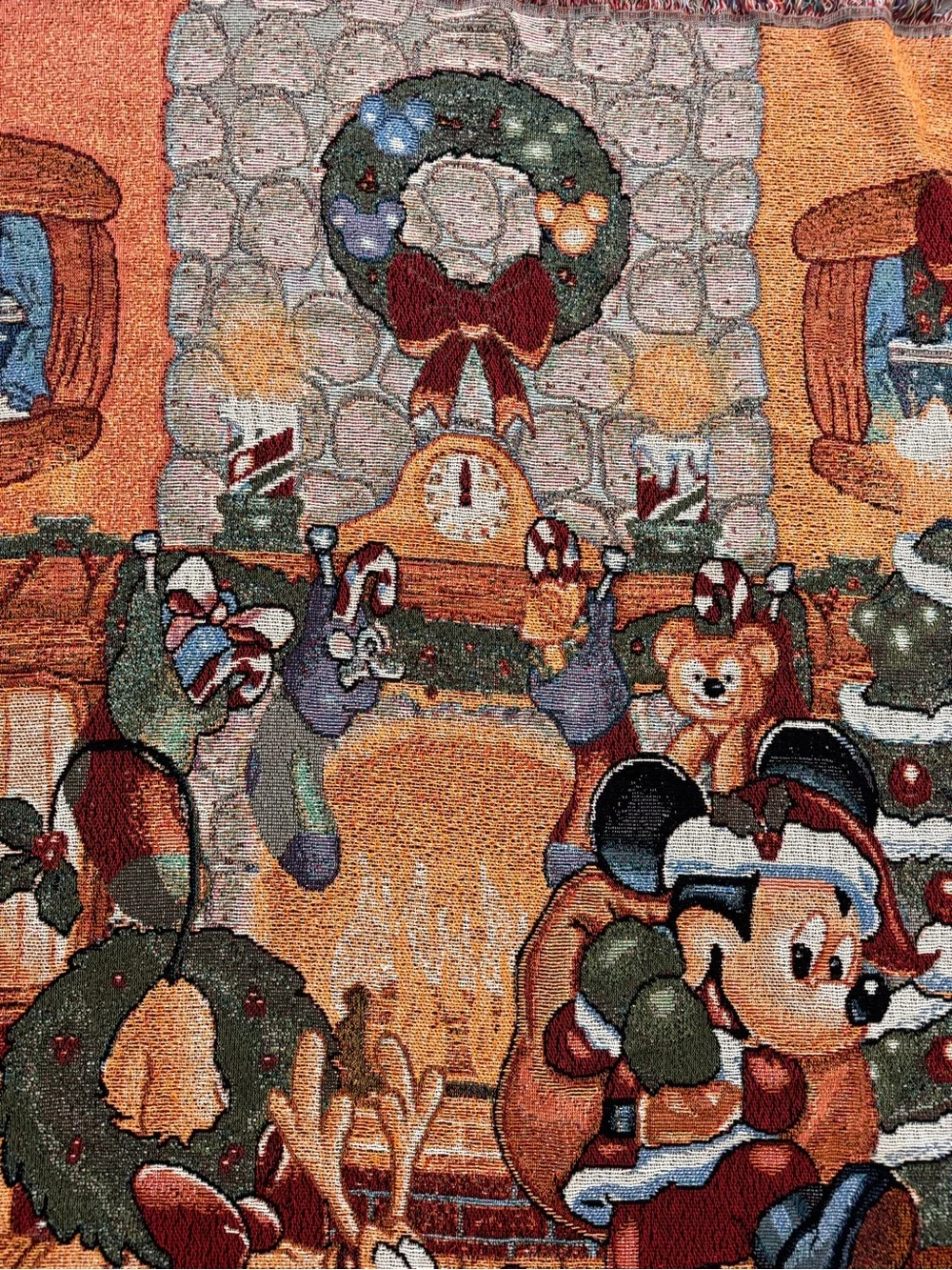 Disney Resort Christmas tapestry throw blanket with Santa Mickey Mouse Pluto